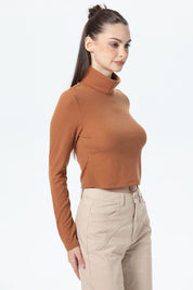 Polera Mujer Rib Café