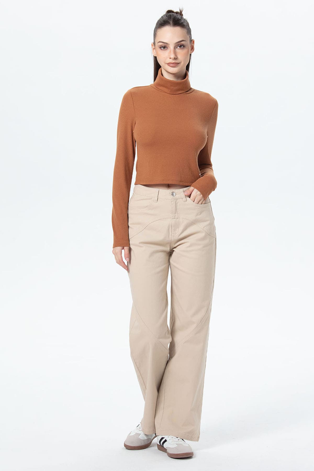 Polera Mujer Rib Café