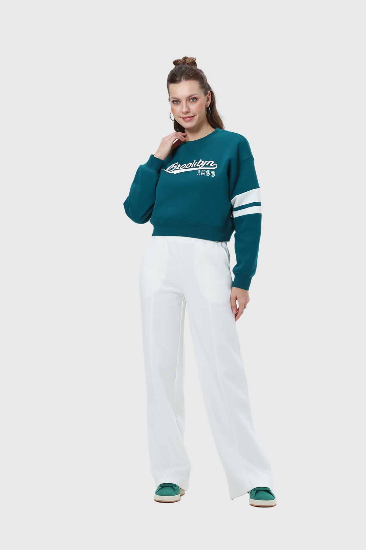 Pantalón Buzo Mujer Wide Leg Básico Crudo