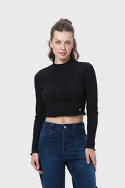 Polera Mujer Rib Negro