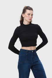 Polera Mujer Rib Negro