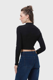 Polera Mujer Rib Negro