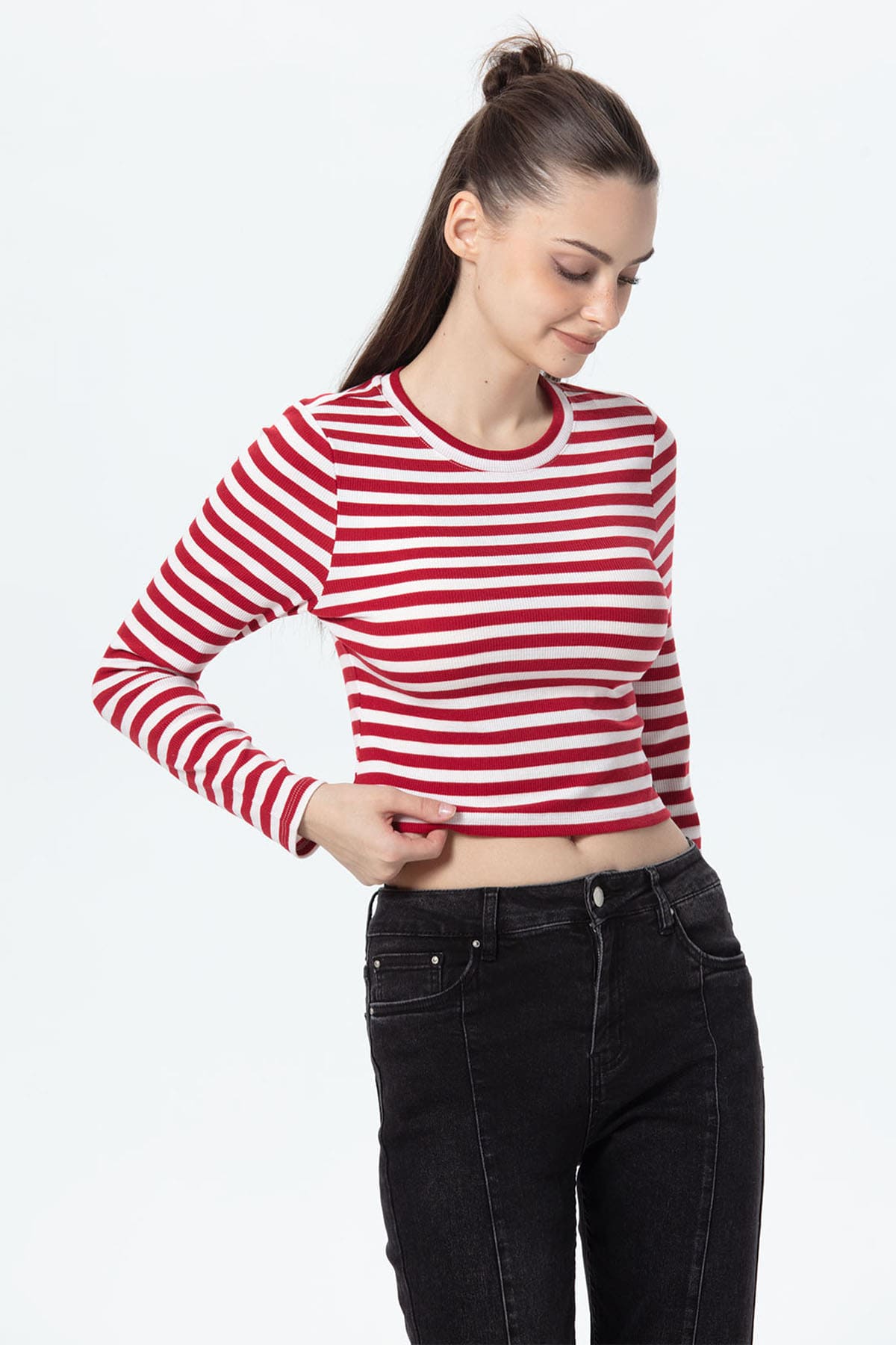 Polera Mujer Rib Rojo