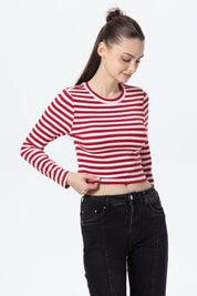 Polera Mujer Rib Rojo