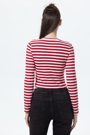 Polera Mujer Rib Rojo