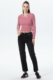 Polera Mujer Rib Rojo
