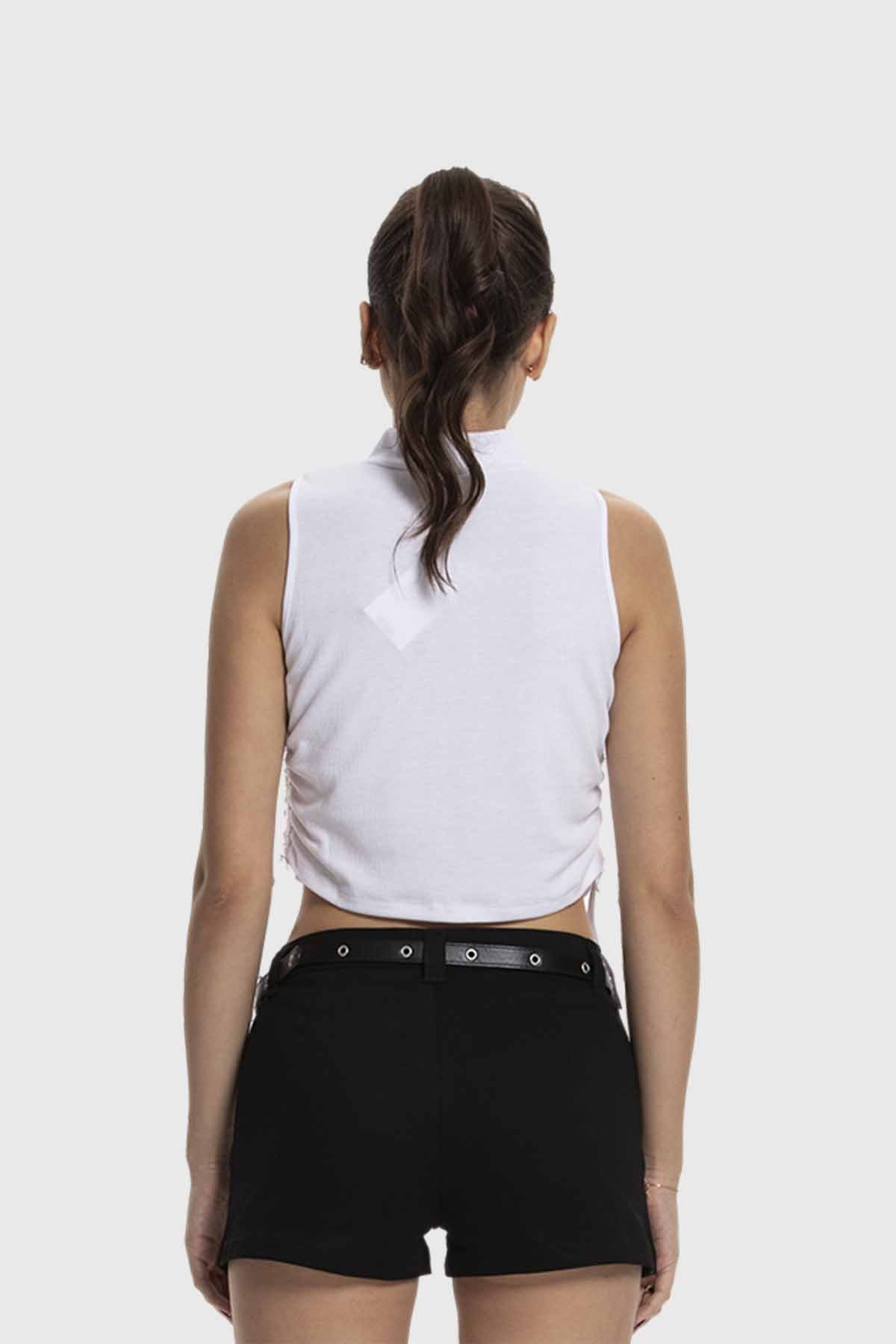 Polera Mujer Amarras Costados Blanco