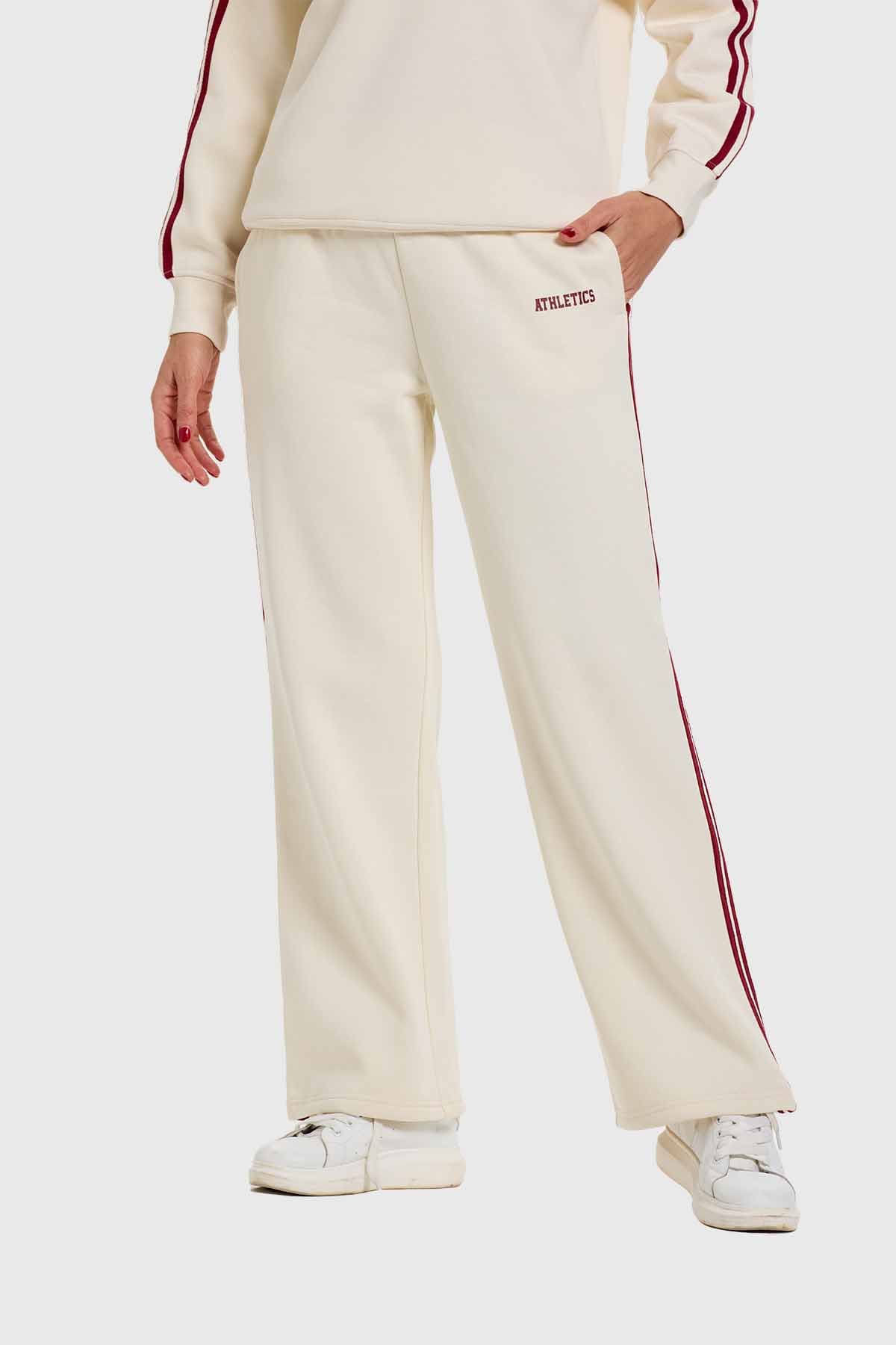 Pantalón Mujer Rayas Crudo