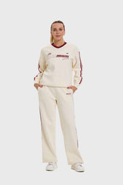 Pantalón Mujer Rayas Crudo