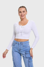 Polera Mujer Amarras Escote Blanco