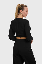 Blusa Mujer Manga Globo Negro