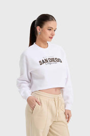 Polerón Mujer Crop Blanco
