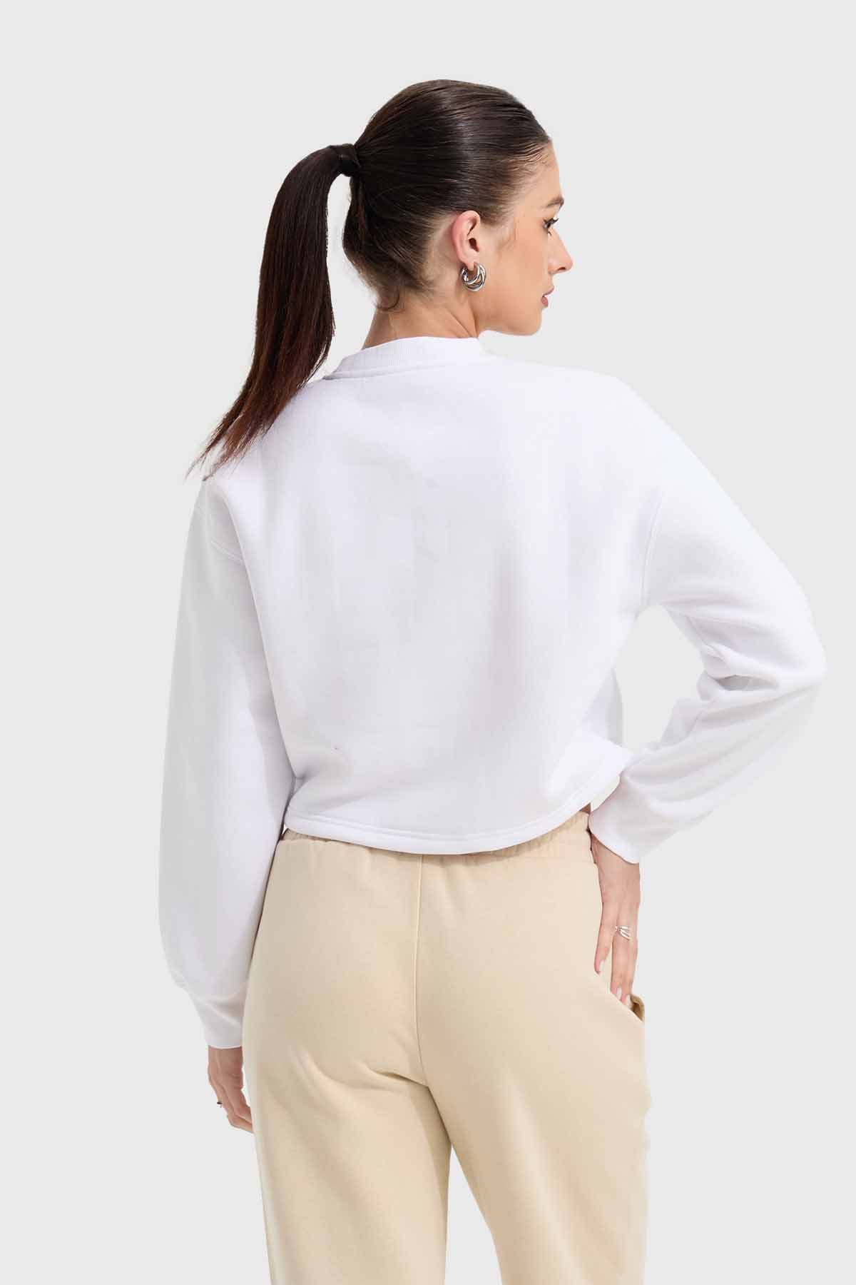 Polerón Mujer Crop Blanco