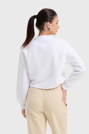Polerón Mujer Crop Blanco