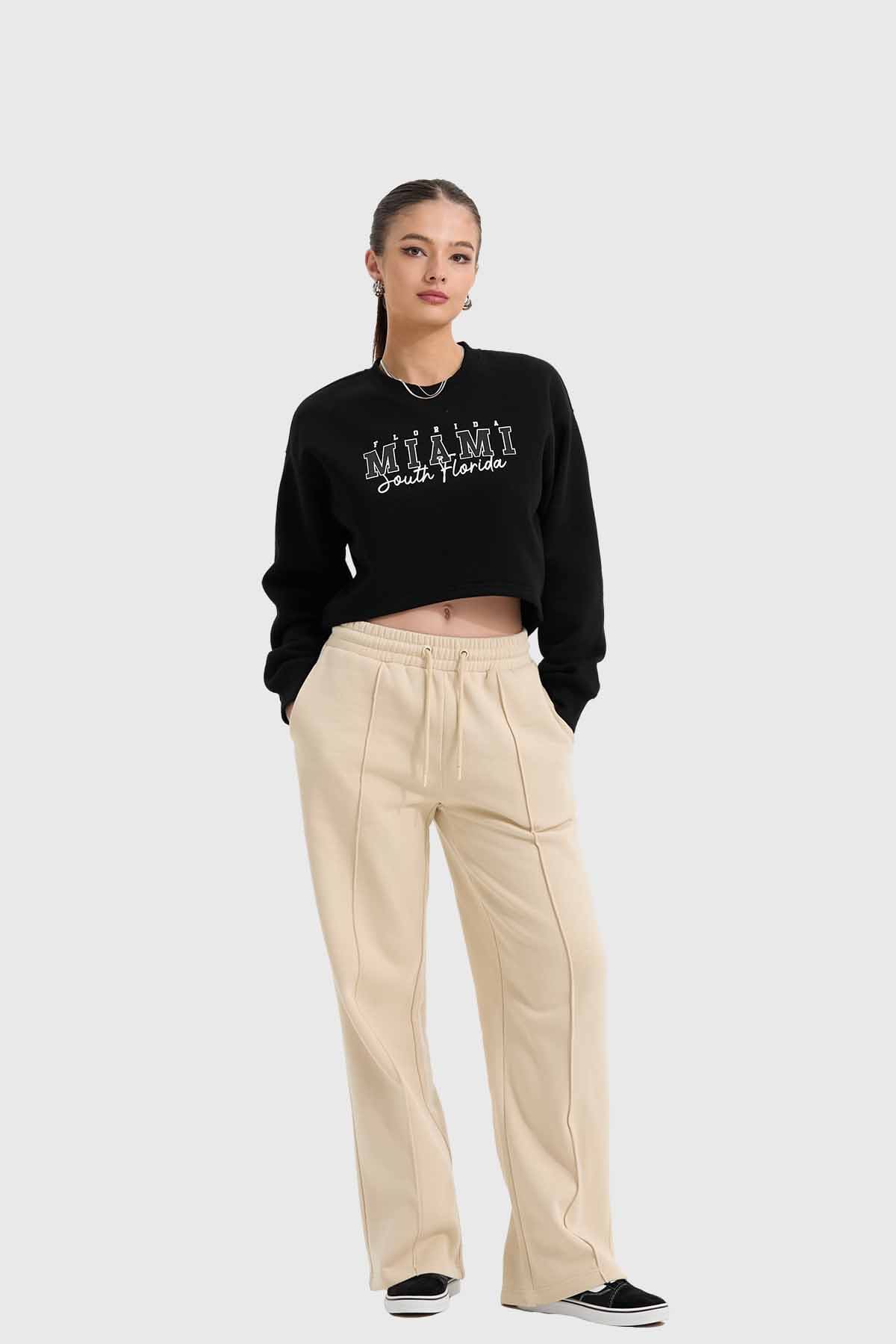 Polerón Mujer Crop Negro Negro / L