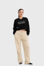 Polerón Mujer Crop Negro Negro / L