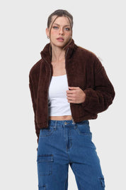 Chaqueta Mujer Tipo Polar Chocolate
