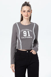 Polera Mujer Print Central Gris