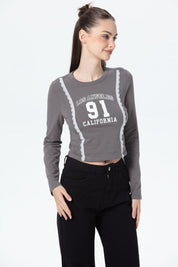 Polera Mujer Print Central Gris