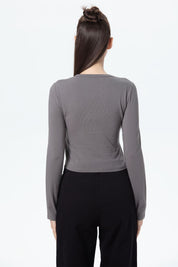 Polera Mujer Print Central Gris
