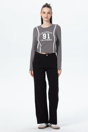 Polera Mujer Print Central Gris