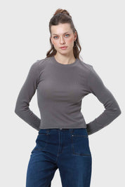 Polera Mujer Botones Gris