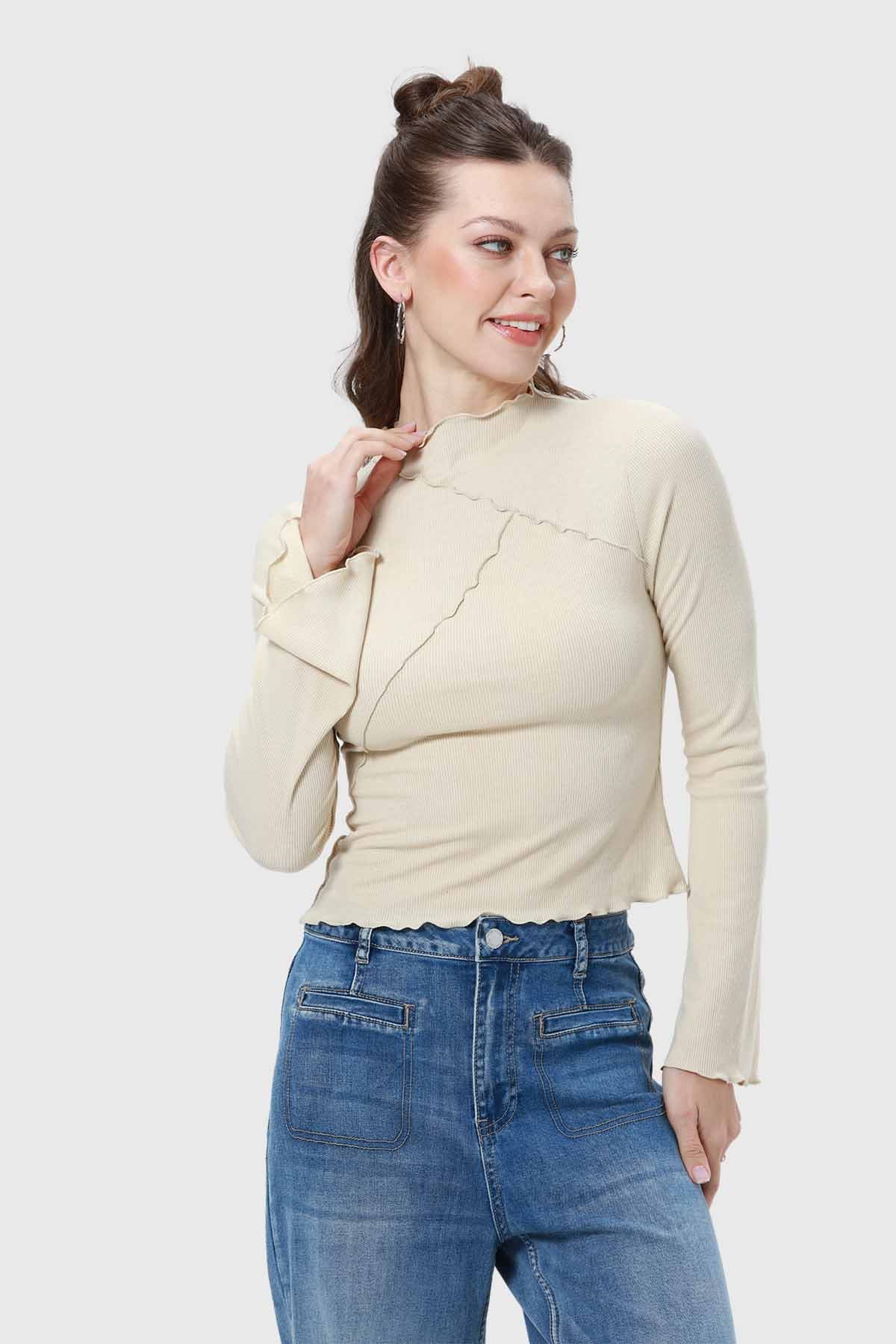 Polera Mujer Patchwork Nude