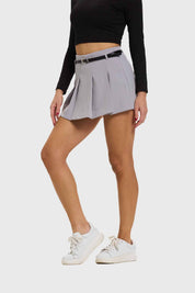 Falda Mujer Tablas Cinturón Gris