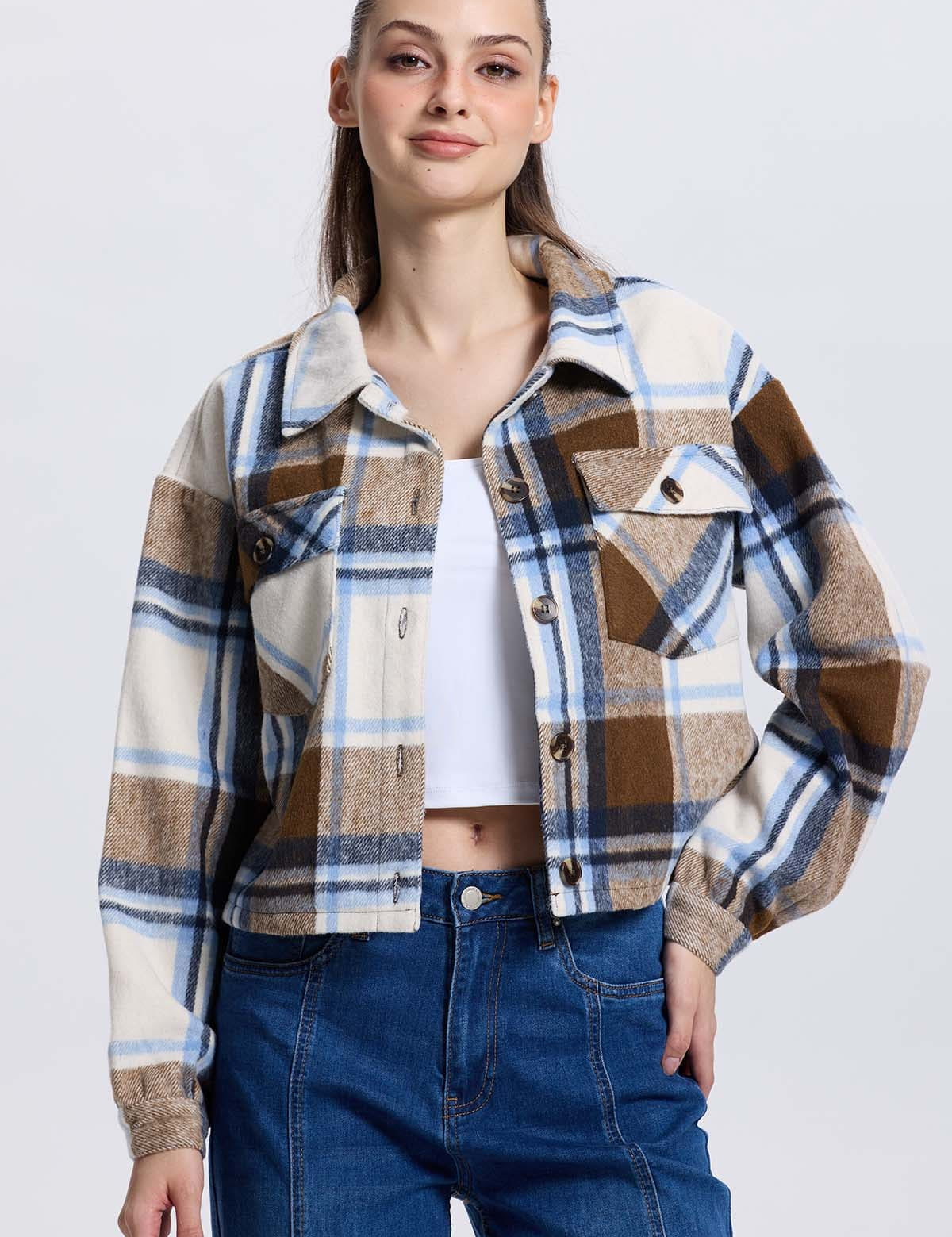 Chaqueta Mujer Sobrecamisa Café