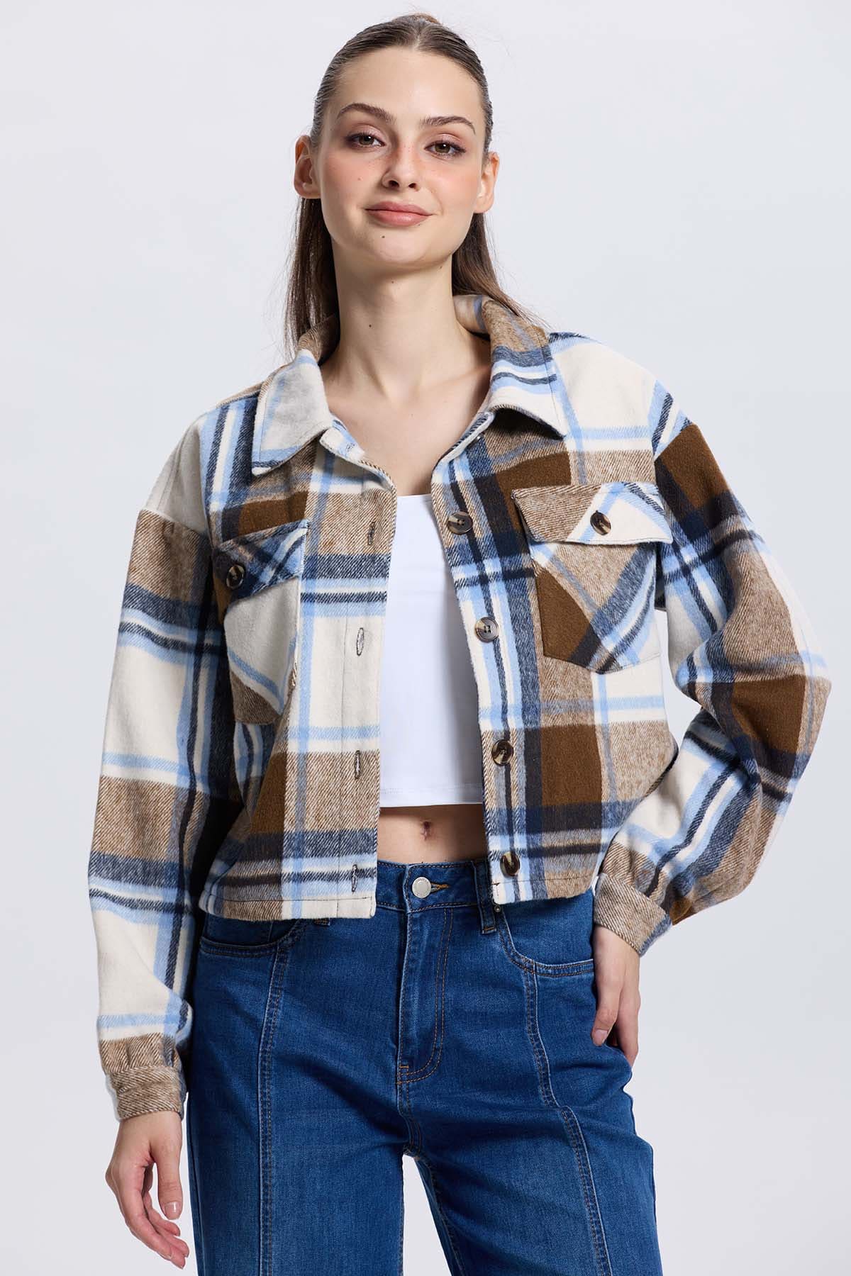 Chaqueta Mujer Sobrecamisa Café