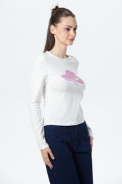 Polera Mujer Print College Crudo