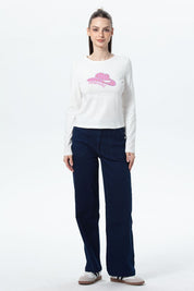 Polera Mujer Print College Crudo
