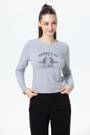 Polera Mujer Print College Gris