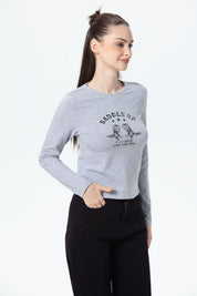 Polera Mujer Print College Gris