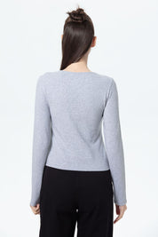 Polera Mujer Print College Gris