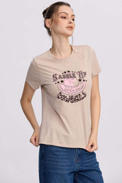 Polera Mujer Básica Print Beige Beige / XL