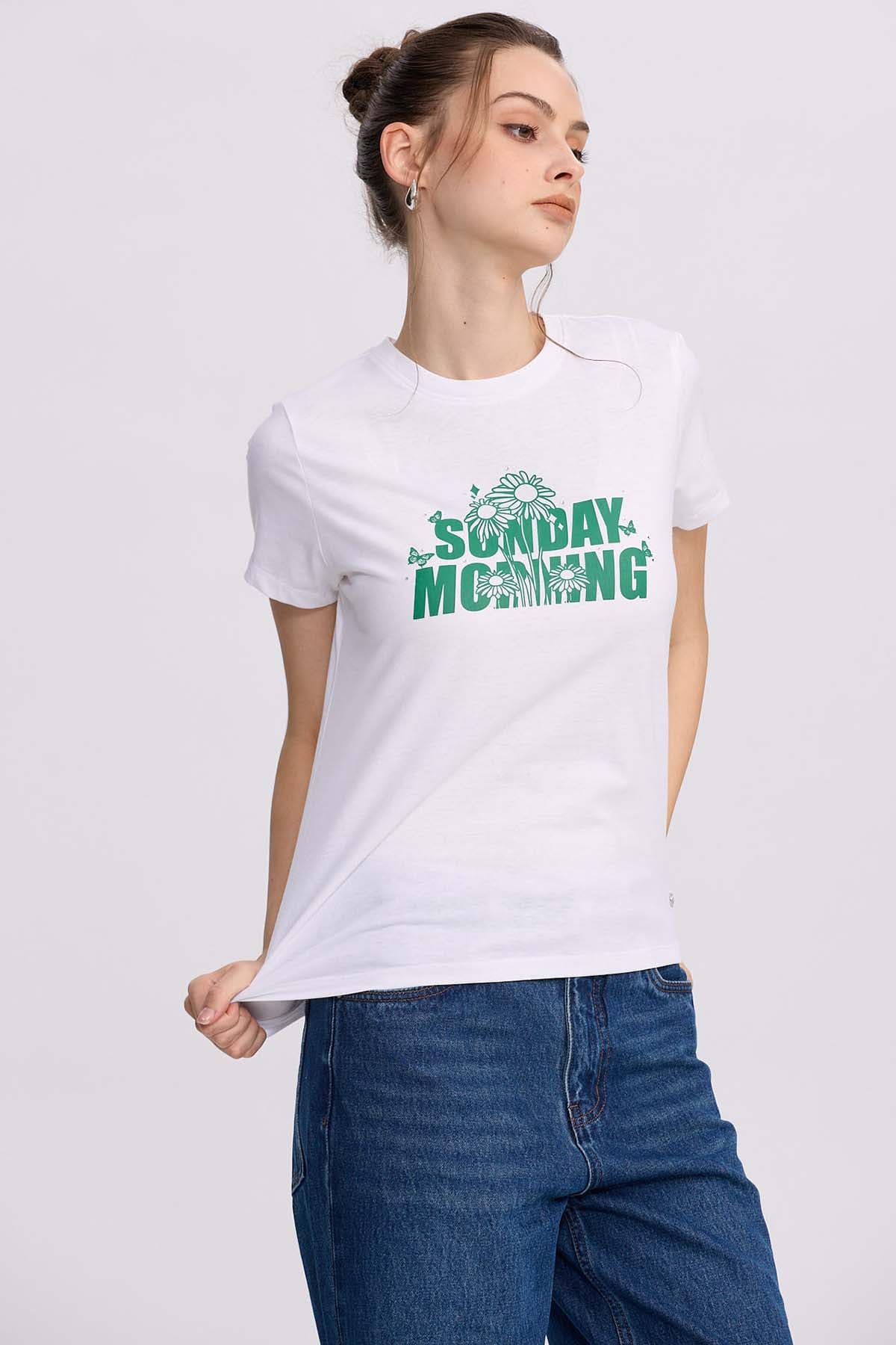 Polera Mujer Básica Print Blanco Blanco / XL