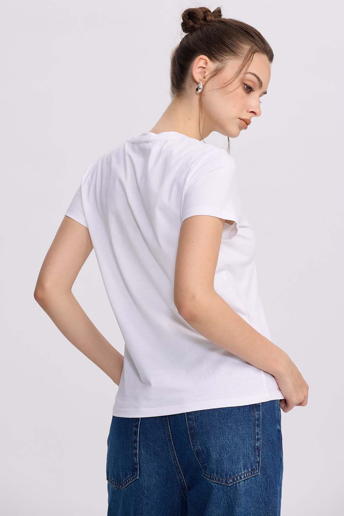 Polera Mujer Básica Print Blanco Blanco / XL