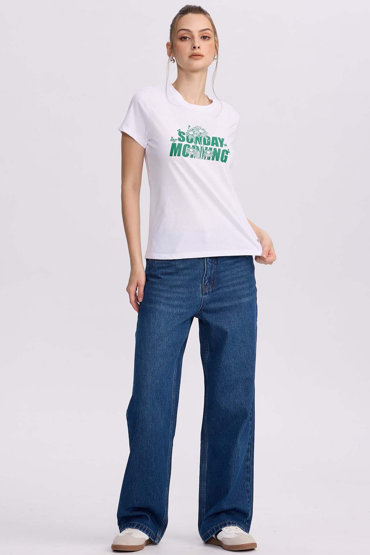Polera Mujer Básica Print Blanco Blanco / XL
