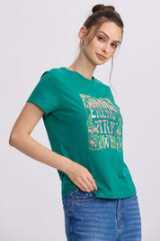 Polera Mujer Básica Print Verde Esmeralda Verde / M