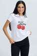 Polera Mujer Básica Print Blanco / Rojo Blanco / XL