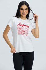 Polera Mujer Básica Print Crudo