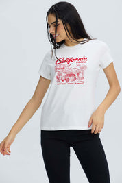 Polera Mujer Básica Print Crudo Blanco / XL
