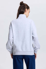 Polerón Mujer Medio Zipper Gris Melange