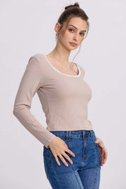 Polera Mujer Canalé Beige