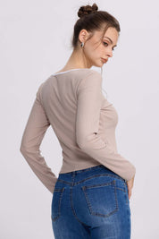 Polera Mujer Canalé Beige