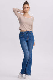 Polera Mujer Canalé Beige
