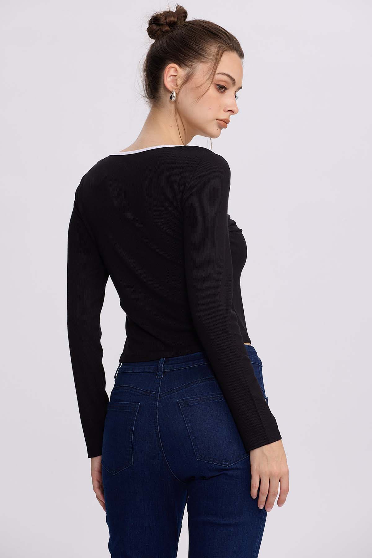 Polera Mujer Canalé Negro