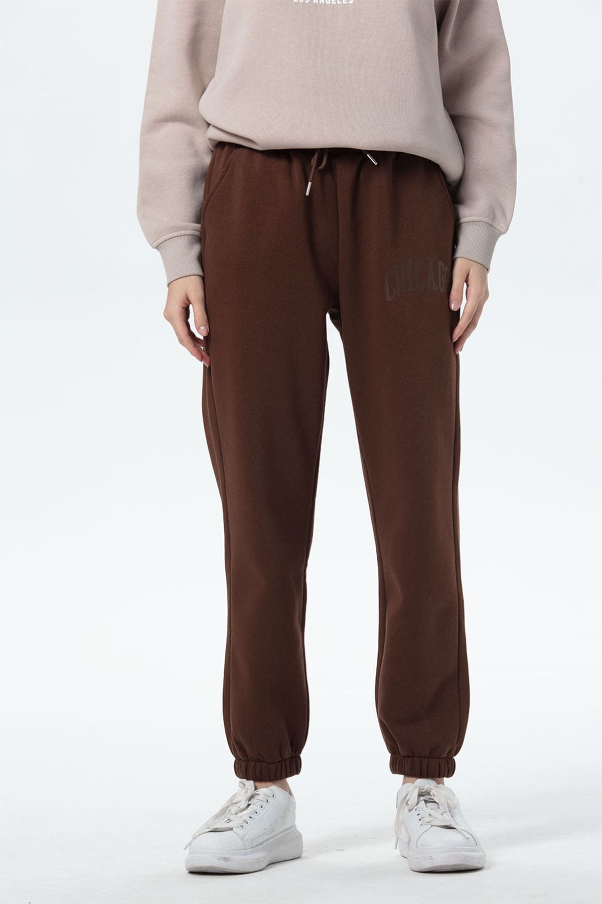 Pantalón Buzo Mujer Jogger Cafe