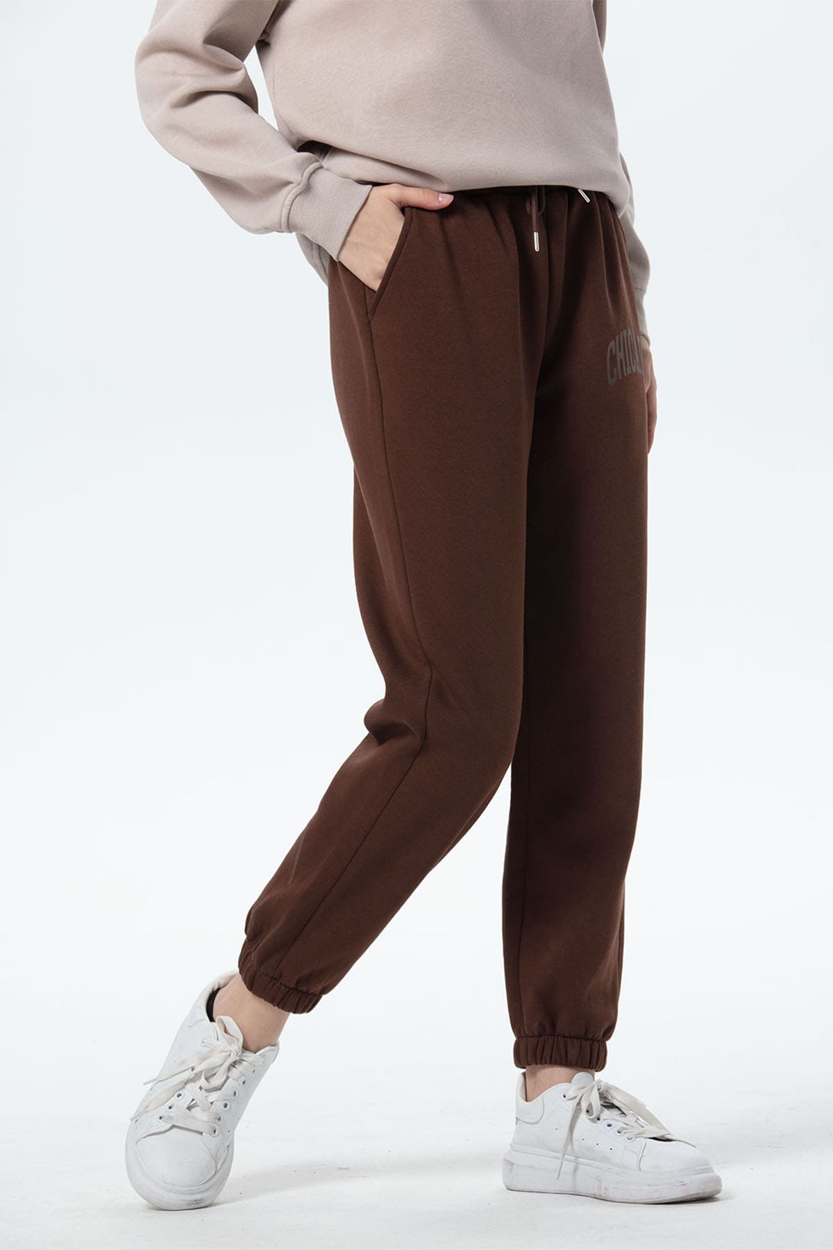 Pantalón Buzo Mujer Jogger Cafe
